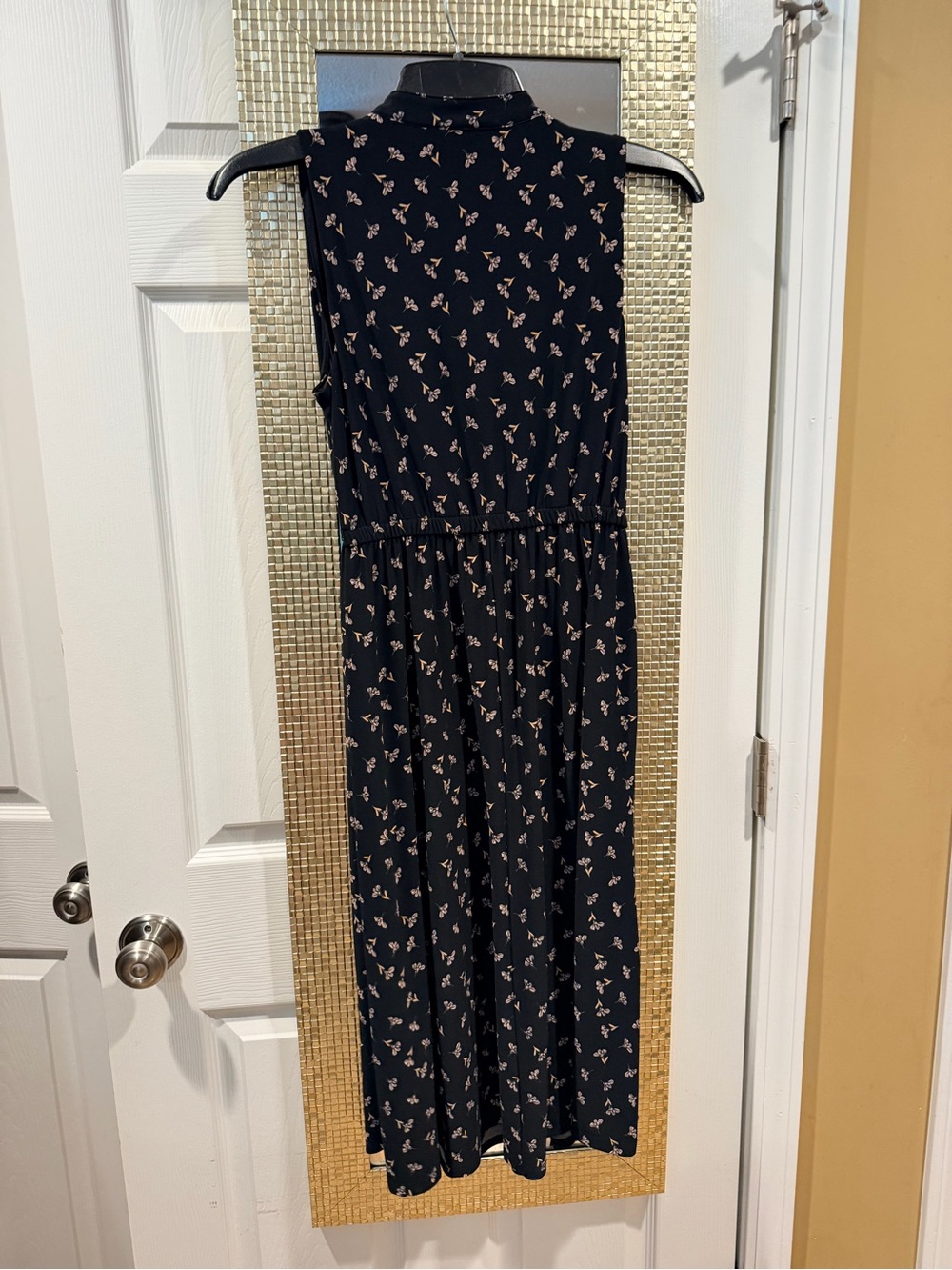 Anne Klein Black Sleeveless Floral Tea Dress - Picture 3 of 5